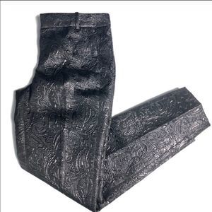 NWT J Crew Metallic Black Matelasse Maddie Pants Size 4